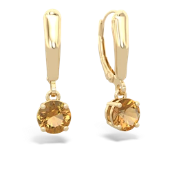 Citrine 6Mm  Round Lever Back 14K Yellow Gold earrings E2786