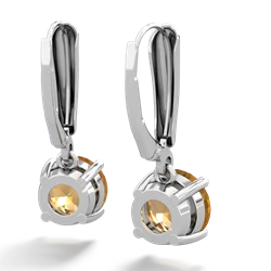 Citrine 8Mm  Round Lever Back 14K White Gold earrings E2788