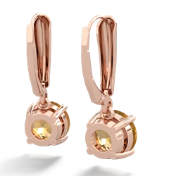 Citrine 8Mm Round Lever Back 14K Rose Gold earrings E2788