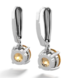 Citrine 8Mm Round Lever Back 14K White Gold earrings E2788