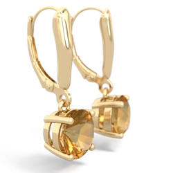 Citrine 8Mm Round Lever Back 14K Yellow Gold earrings E2788