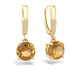 Citrine 8Mm Round Lever Back 14K Yellow Gold earrings E2788