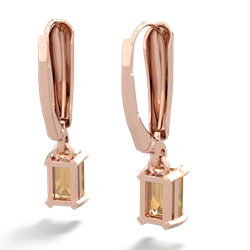 Citrine 6X4mm Emerald-Cut Lever Back 14K Rose Gold earrings E2855