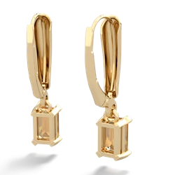 Citrine 6X4mm Emerald-Cut Lever Back 14K Yellow Gold earrings E2855