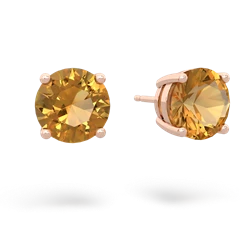 Citrine 8Mm Round Stud 14K Rose Gold earrings E1788