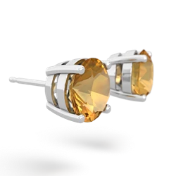 Citrine 8Mm Round Stud 14K White Gold earrings E1788