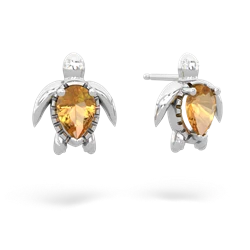 Citrine Baby Sea Turtle 14K White Gold earrings E5241