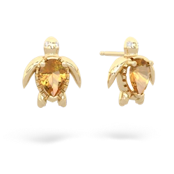 Citrine Baby Sea Turtle 14K Yellow Gold earrings E5241