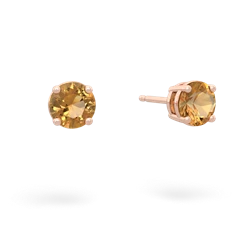 Citrine 5Mm Round Stud 14K Rose Gold earrings E1785