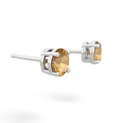 Citrine 5Mm Round Stud 14K White Gold earrings E1785