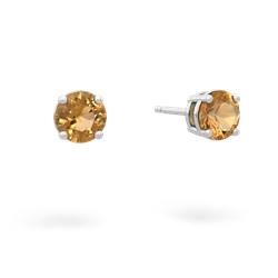 Citrine 5Mm Round Stud 14K White Gold earrings E1785