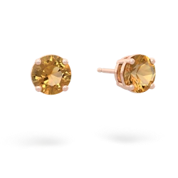 Citrine 6Mm Round Stud 14K Rose Gold earrings E1786