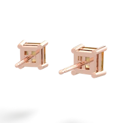 Citrine 5Mm Princess Cut Stud 14K Rose Gold earrings E1789