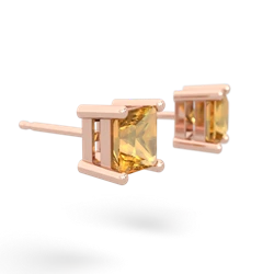 Citrine 5Mm Princess Cut Stud 14K Rose Gold earrings E1789