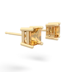 Citrine 5Mm Princess Cut Stud 14K Yellow Gold earrings E1789