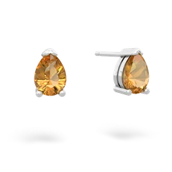 Citrine Teardrop Stud 14K White Gold earrings E1793