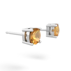 Citrine 5Mm Checkerboard Cushion Stud 14K White Gold earrings E1795