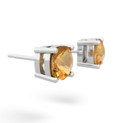 Citrine 6Mm Checkerboard Cushion Stud 14K White Gold earrings E1796
