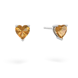 Citrine 5Mm Heart Stud 14K White Gold earrings E1861