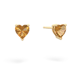 Citrine 5Mm Heart Stud 14K Yellow Gold earrings E1861
