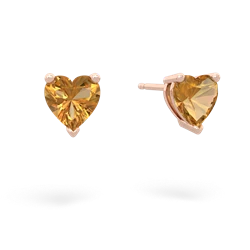 Citrine 6Mm Heart Stud 14K Rose Gold earrings E1862