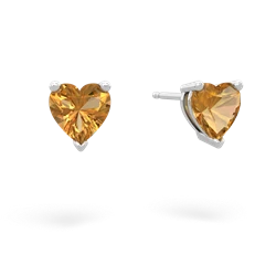 Citrine 6Mm Heart Stud 14K White Gold earrings E1862