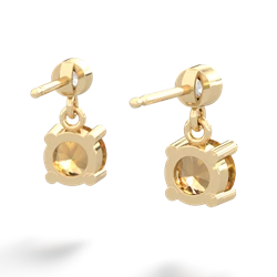 Citrine Diamond Drop 6Mm Round 14K Yellow Gold earrings E1986