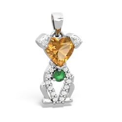 Citrine Puppy Love 14K White Gold pendant P5800