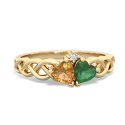 Citrine Heart To Heart Braid 14K Yellow Gold ring R5870