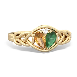 Citrine Celtic Love Knot 14K Yellow Gold ring R5420