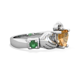 Citrine Claddagh Keepsake 14K White Gold ring R5245