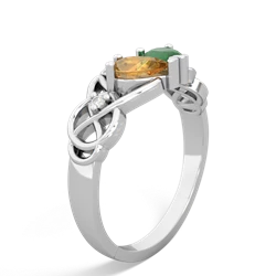 Citrine 'One Heart' Celtic Knot Claddagh 14K White Gold ring R5322