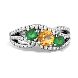 Citrine Three Stone Aurora 14K White Gold ring R3080