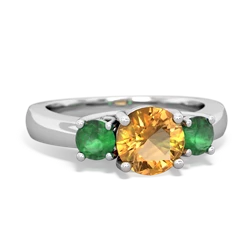 Citrine Three Stone Round Trellis 14K White Gold ring R4018