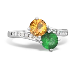 Citrine Channel Set Two Stone 14K White Gold ring R5303