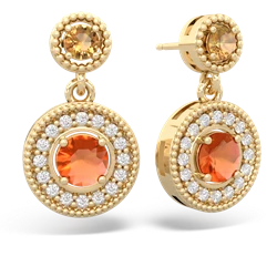 Citrine Halo Dangle 14K Yellow Gold earrings E5319