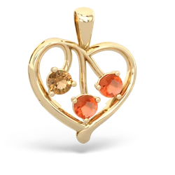 Citrine Glowing Heart 14K Yellow Gold pendant P2233