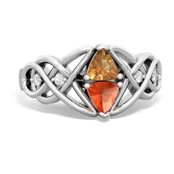 Citrine Keepsake Celtic Knot 14K White Gold ring R5300