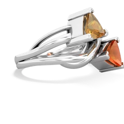 Citrine Split Band Swirl 14K White Gold ring R2341