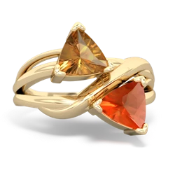 Citrine Split Band Swirl 14K Yellow Gold ring R2341