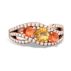 Citrine Three Stone Aurora 14K Rose Gold ring R3080