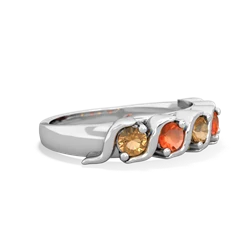 Citrine Anniversary Band 14K White Gold ring R2089