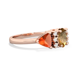 Citrine Antique Style Three Stone 14K Rose Gold ring R2186