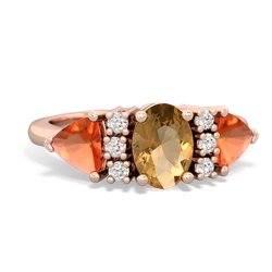 Citrine Antique Style Three Stone 14K Rose Gold ring R2186