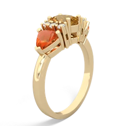 Citrine Antique Style Three Stone 14K Yellow Gold ring R2186