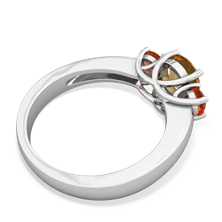 Citrine Three Stone Round Trellis 14K White Gold ring R4018