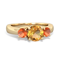 Citrine Three Stone Round Trellis 14K Yellow Gold ring R4018