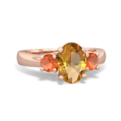 Citrine Three Stone Oval Trellis 14K Rose Gold ring R4024