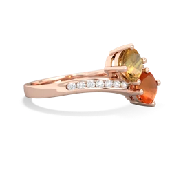 Citrine Channel Set Two Stone 14K Rose Gold ring R5303