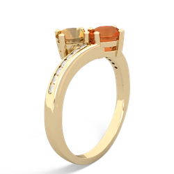 Citrine Channel Set Two Stone 14K Yellow Gold ring R5303